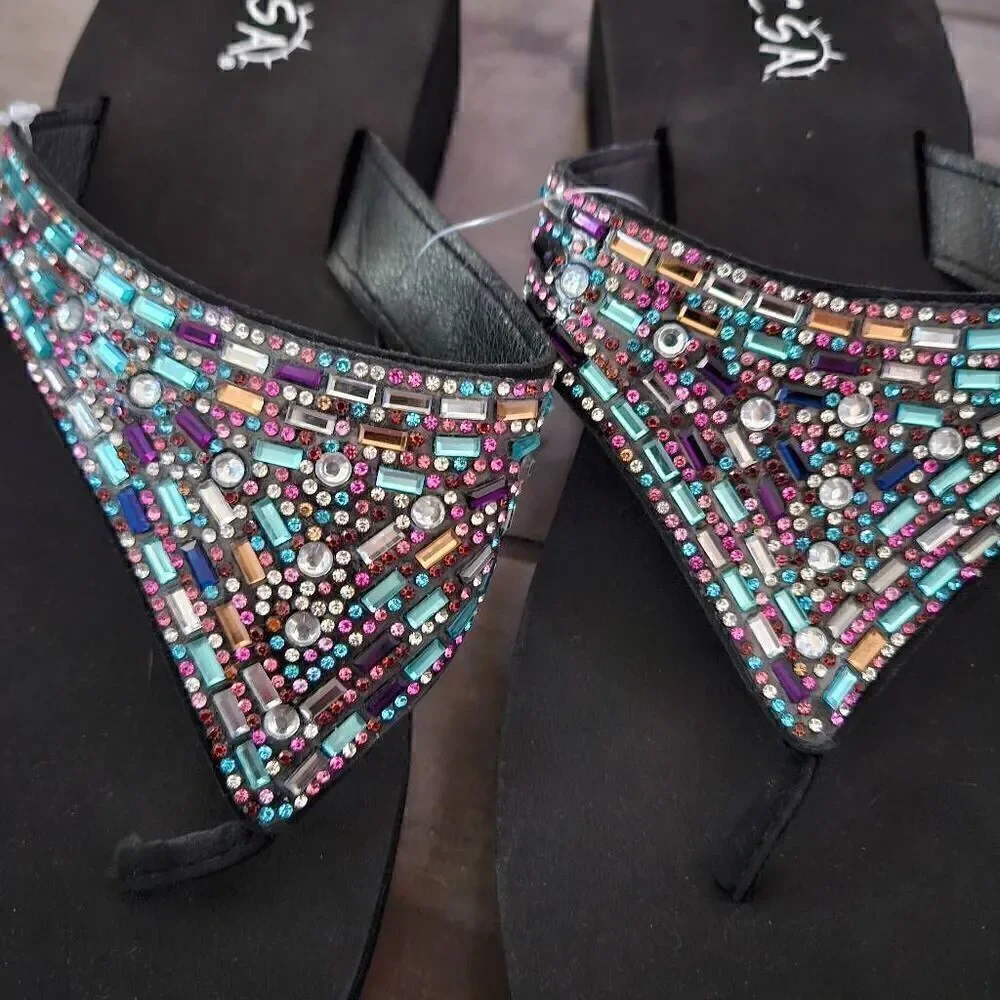 NWT Ecsa Beaded Platform Sandals